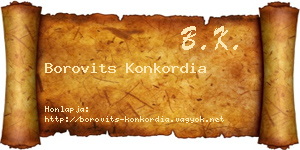 Borovits Konkordia névjegykártya
